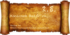 Konicsek Balázs névjegykártya